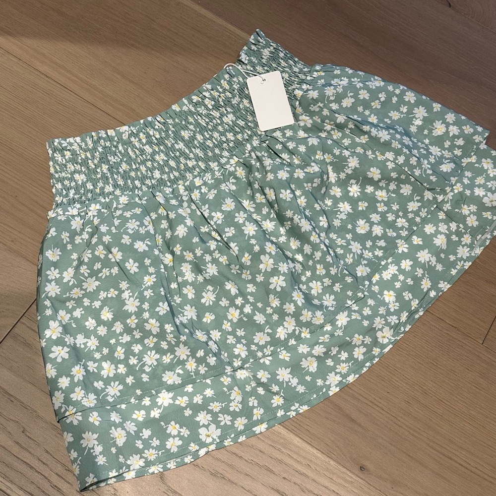 Floral Smocked Mini Dress in Green